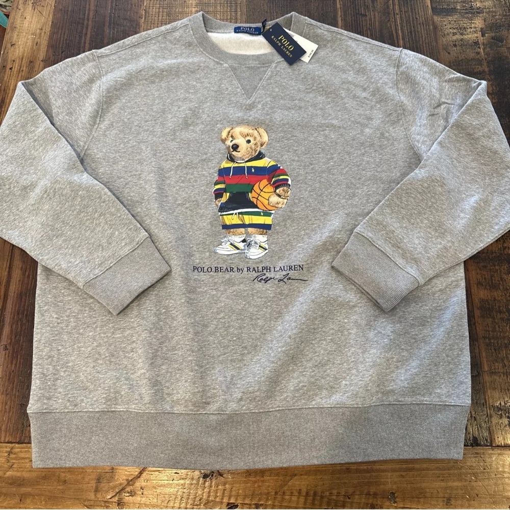 Polo by Ralph Lauren Gray Sweater with Bear Design